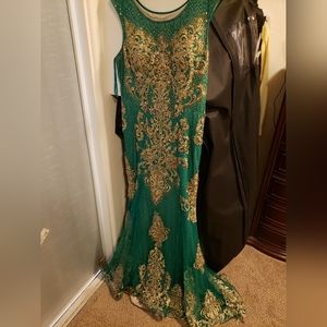 Green and gold dress